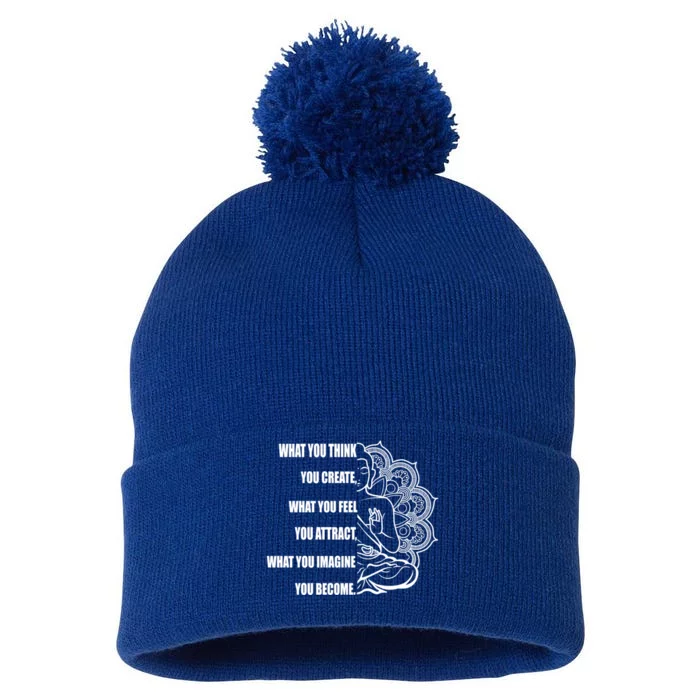 Buddha Meditation Funny Gift Law Of Attraction Gift Pom Pom 12in Knit Beanie