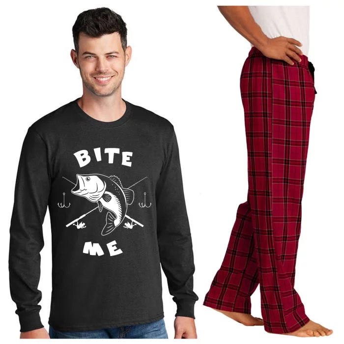 Bite Me Fishing Hook Fisherman Fishing Lovers Fans Legends Long Sleeve Pajama Set