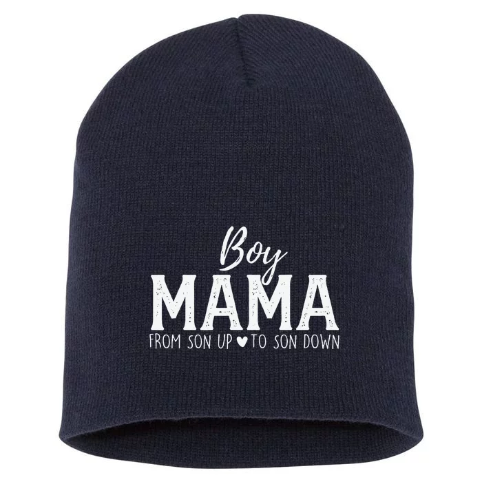 Boy Mama From Son Upto Son Down Funny MotherS Day Fun Mom Short Acrylic Beanie