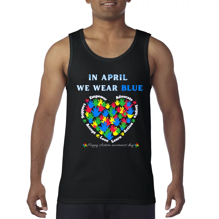 Blue Matching Family Puzzle Heart Support Autism Awareness Tank Top