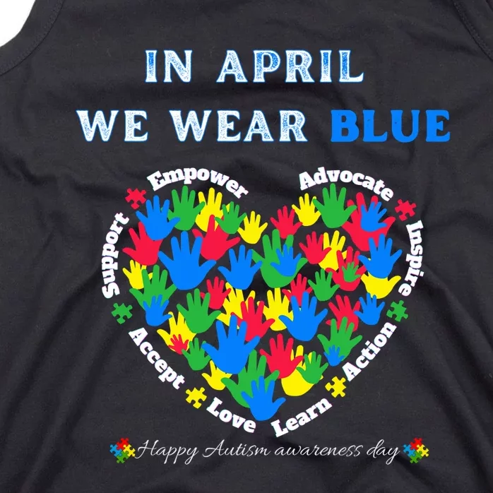 Blue Matching Family Puzzle Heart Support Autism Awareness Tank Top