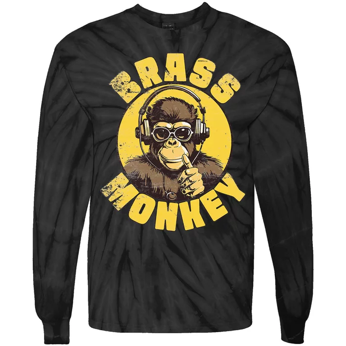 Brass Monkey Funny Cool Music Tie-Dye Long Sleeve Shirt