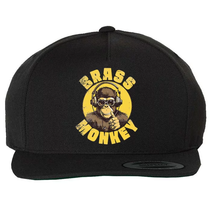 Brass Monkey Funny Cool Music Wool Snapback Cap