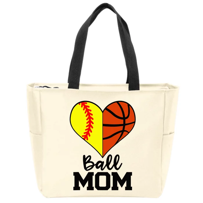 Ball Mom Funny Softball Basketball Player Mom Zip Tote Bag