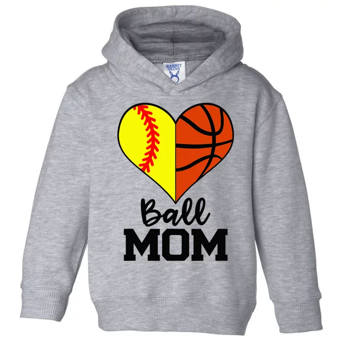 Ball Mom Funny Softball Basketball Player Mom Toddler Hoodie