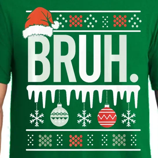 Bruh Meme Funny Christmas Santa Greeting Teens Xmas Pajama Set