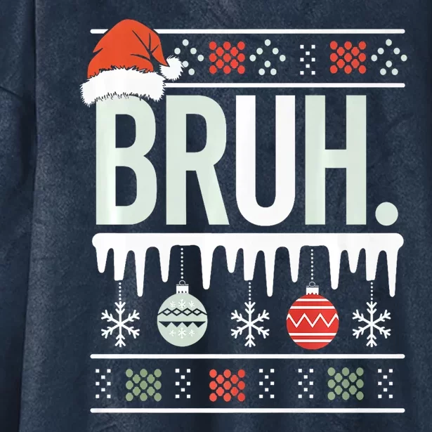 Bruh Meme Funny Christmas Santa Greeting Teens Xmas Hooded Wearable Blanket