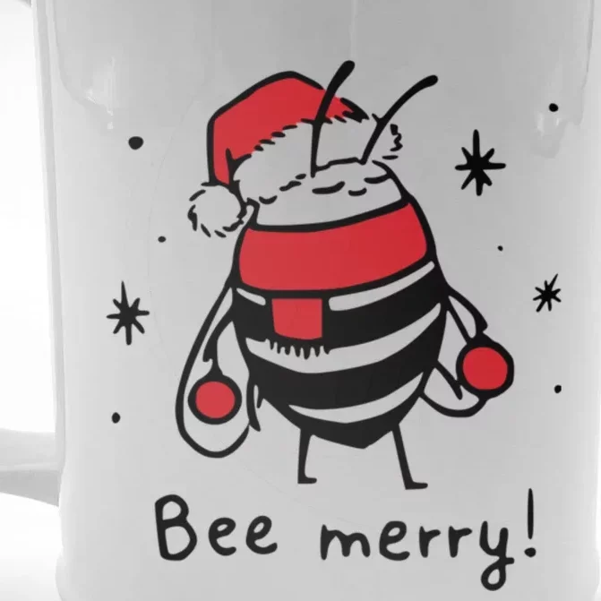 Bee Merry Funny Christmas Gift Bee Lover Front & Back Beer Stein