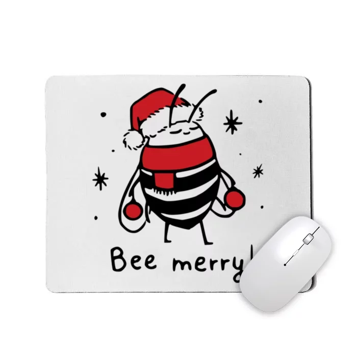 Bee Merry Funny Christmas Gift Bee Lover Mousepad