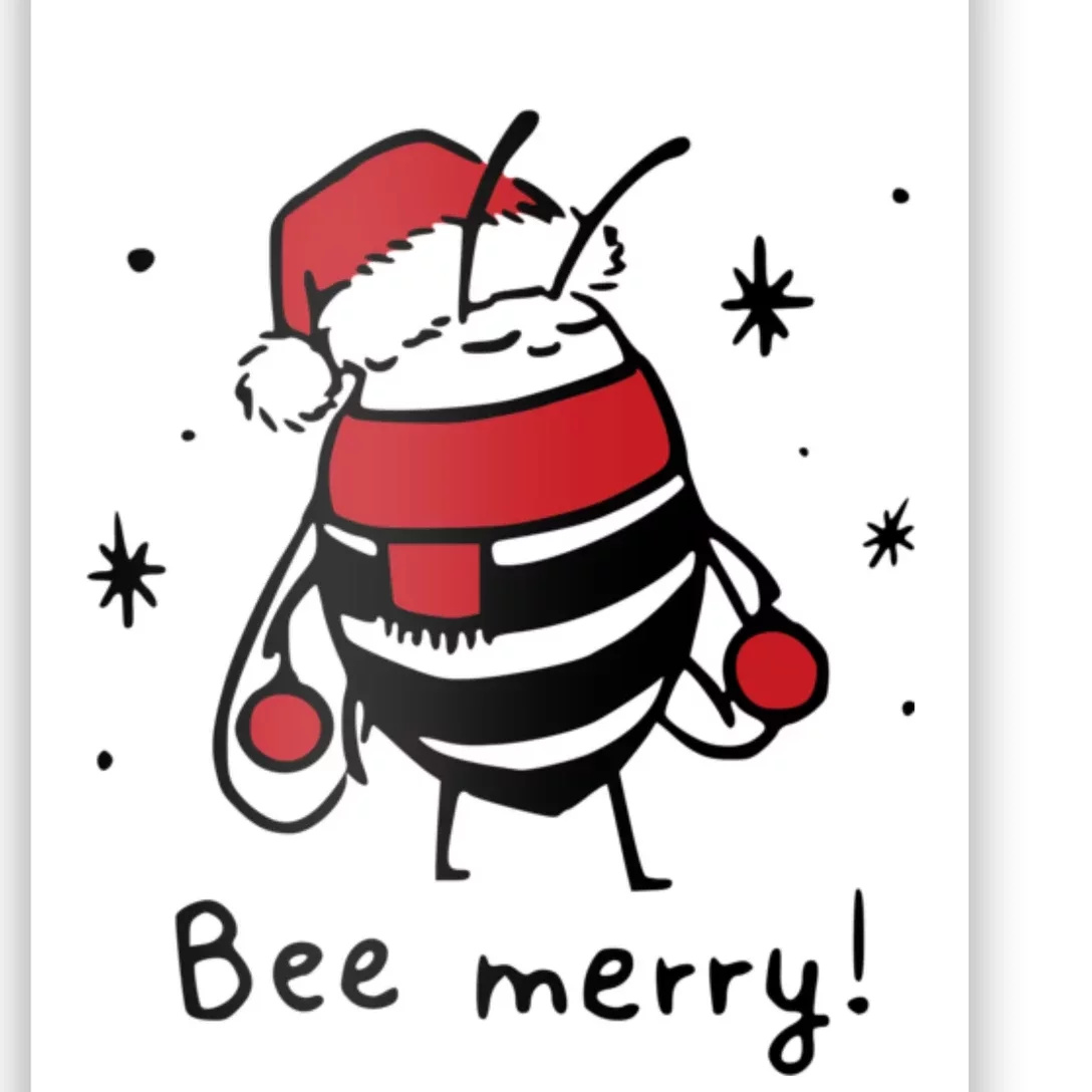 Bee Merry Funny Christmas Gift Bee Lover Poster