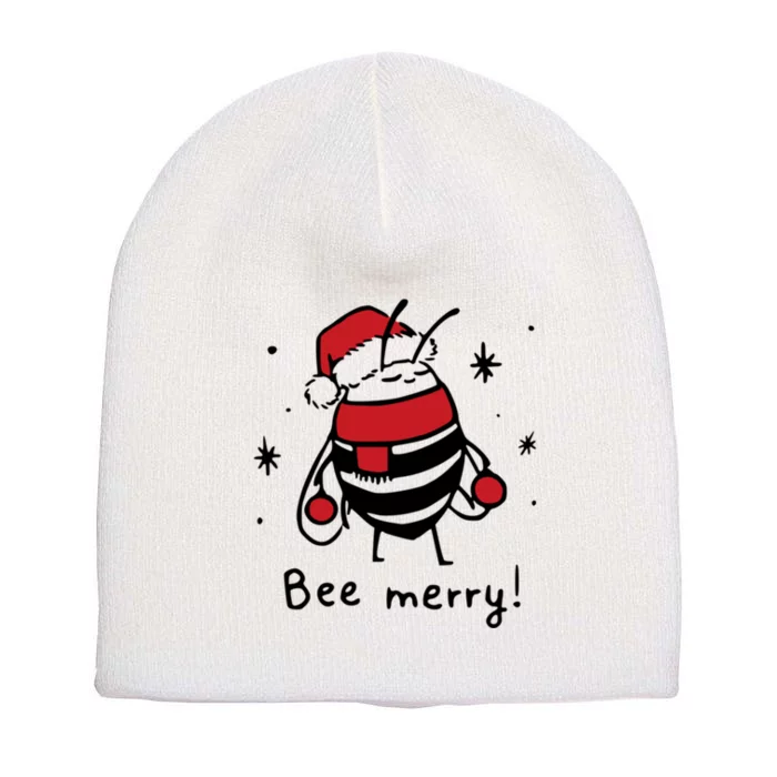 Bee Merry Funny Christmas Gift Bee Lover Short Acrylic Beanie