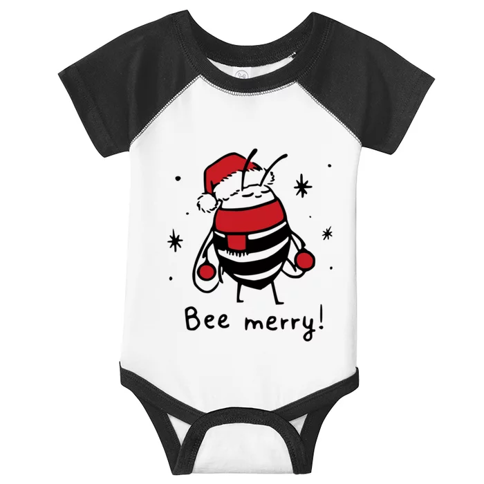 Bee Merry Funny Christmas Gift Bee Lover Infant Baby Jersey Bodysuit