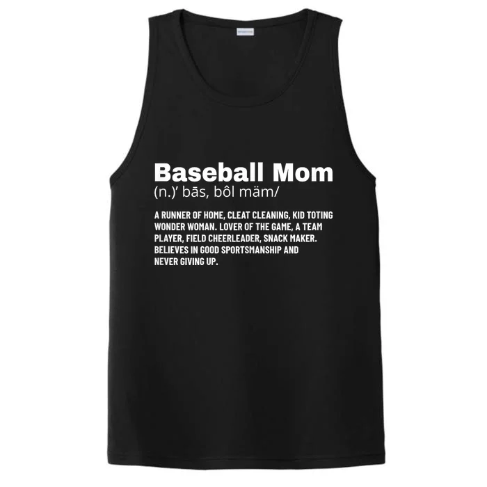 Baseball Mom Funny Definition Baseball Mother Performance Tank