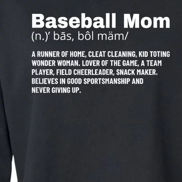 Baseball Mom Funny Definition Baseball Mother Cropped Pullover Crew