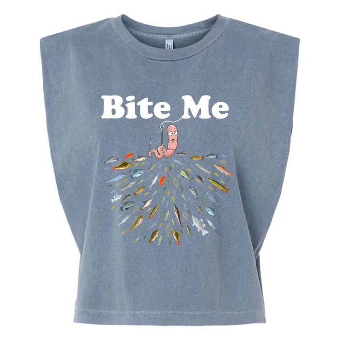 Bite Me Fishing Gift For Fishing Lovers Garment-Dyed Women's Muscle Tee