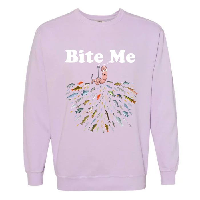 Bite Me Fishing Gift For Fishing Lovers Garment-Dyed Sweatshirt