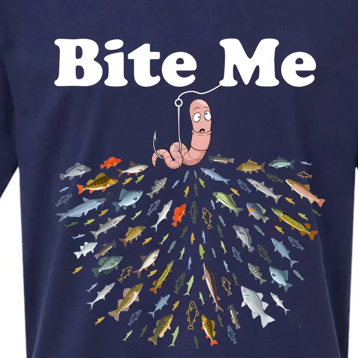 Bite Me Fishing Gift For Fishing Lovers Sueded Cloud Jersey T-Shirt