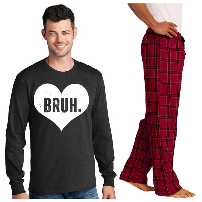 Bruh Meme Funny Valentine Long Sleeve Pajama Set