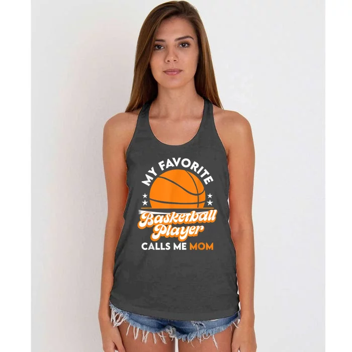 Basketball My Favorite Basketball Player Calls Me Mom Women's Knotted Racerback Tank