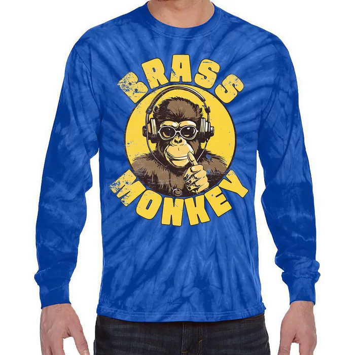 Brass Monkey Funny Cool Music Tie-Dye Long Sleeve Shirt