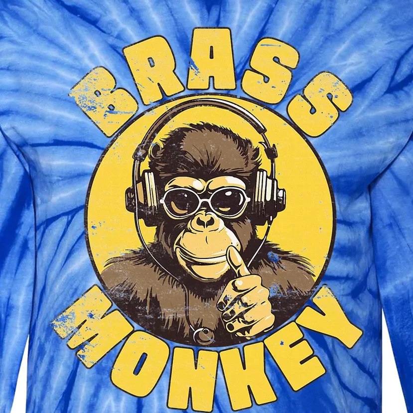 Brass Monkey Funny Cool Music Tie-Dye Long Sleeve Shirt