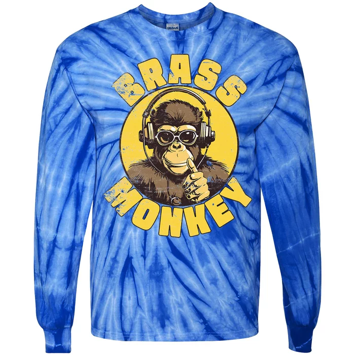 Brass Monkey Funny Cool Music Tie-Dye Long Sleeve Shirt