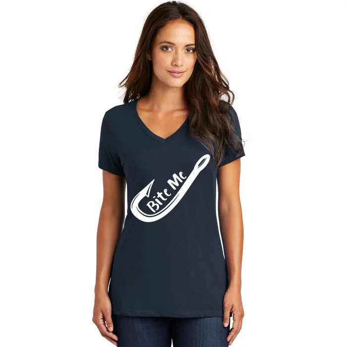 Bite Me Fish Hook Women's V-Neck T-Shirt