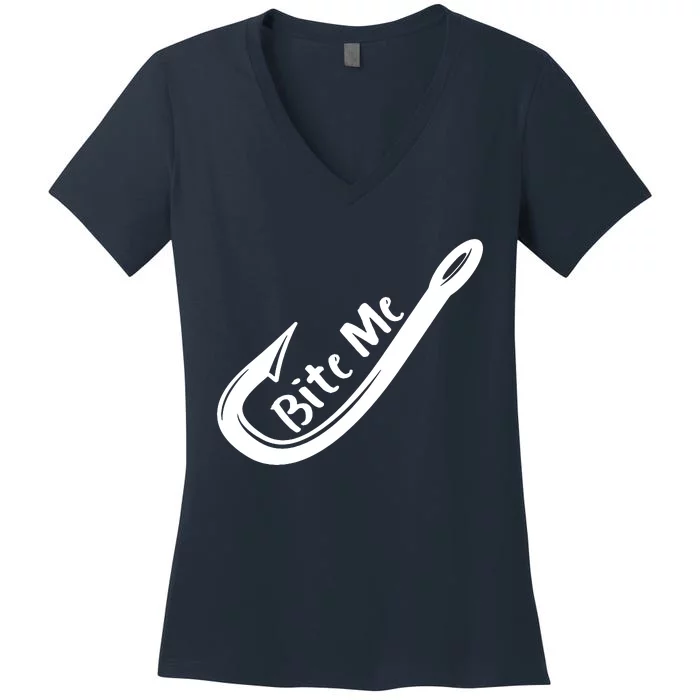 Bite Me Fish Hook Women's V-Neck T-Shirt