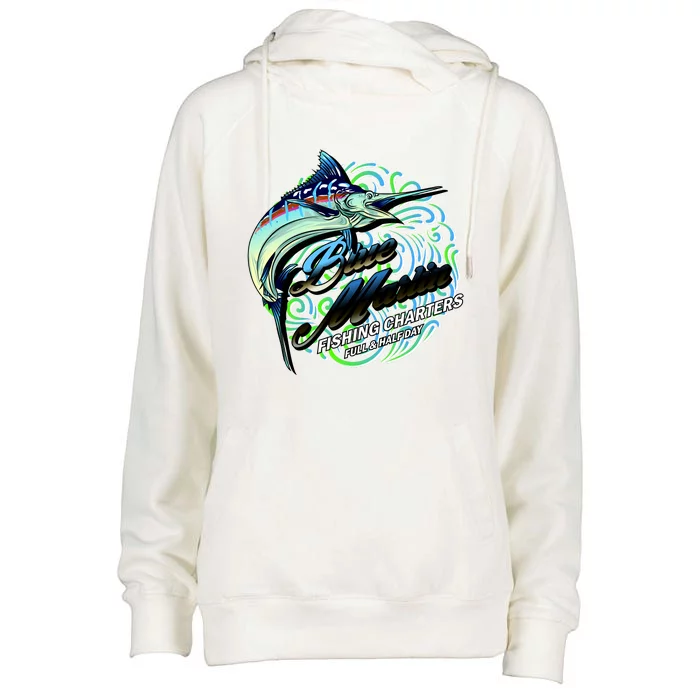 Blue Marlin Fishing Charters Womens Funnel Neck Pullover Hood