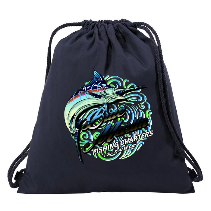 Blue Marlin Fishing Charters Drawstring Bag