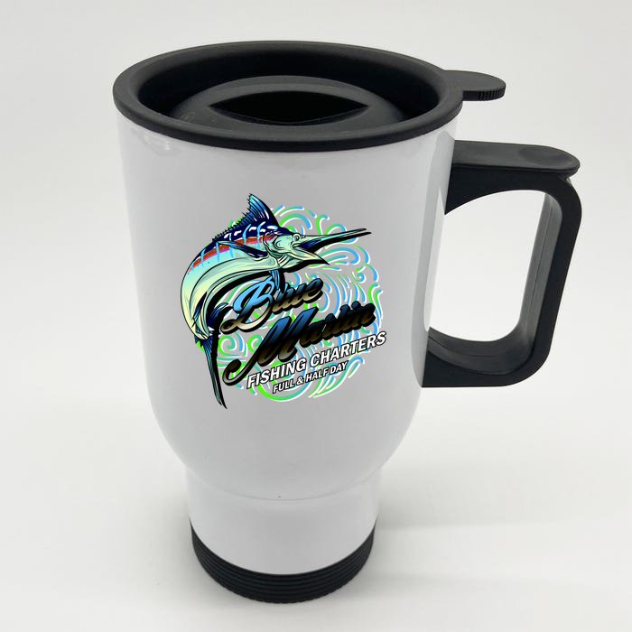 Blue Marlin Fishing Charters Front & Back Stainless Steel Travel Mug