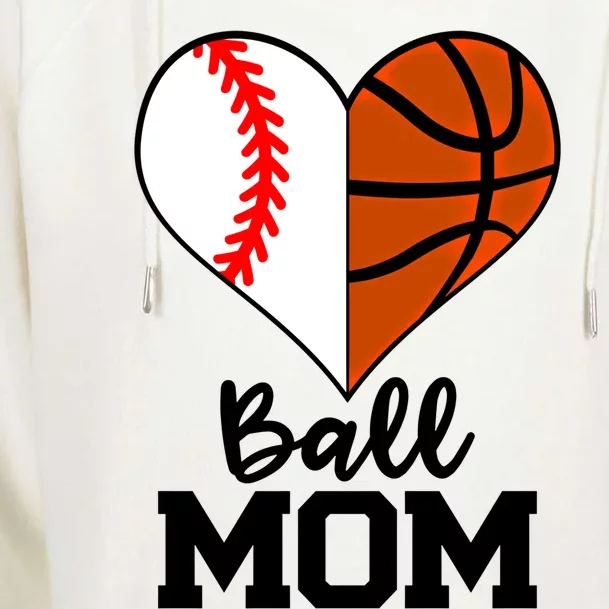 Ball Mom Funny Baseball Basketball Player Mom Funny Gift Womens Funnel Neck Pullover Hood