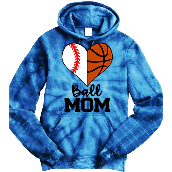 Ball Mom Funny Baseball Basketball Player Mom Funny Gift Tie Dye Hoodie