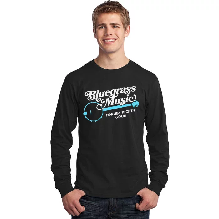 Bluegrass Music Finger Pickin Good Banjo Design Graphic Tall Long Sleeve T-Shirt