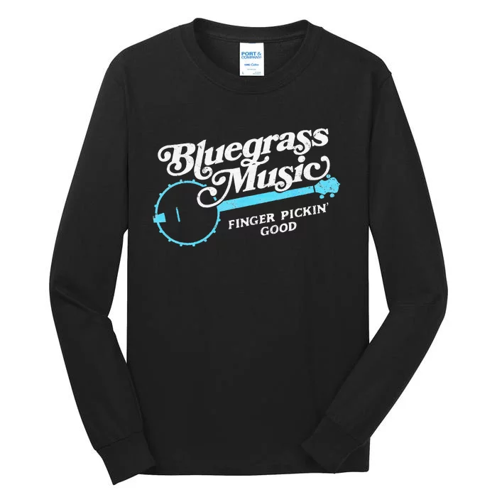 Bluegrass Music Finger Pickin Good Banjo Design Graphic Tall Long Sleeve T-Shirt