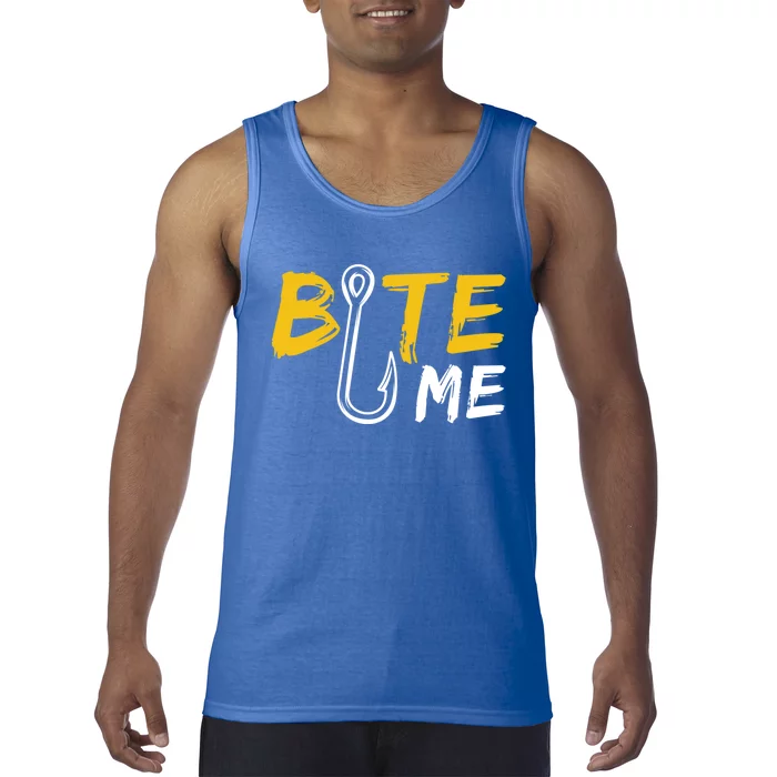 Bite Me Fisher Gift Funny Fishing Quote Bass Fishing Gift Tank Top