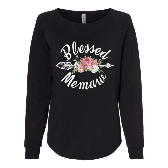 Blessed Memaw Funny Grandma Flowers Gift Womens California Wash Sweatshirt