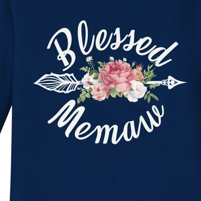 Blessed Memaw Funny Grandma Flowers Gift Baby Long Sleeve Bodysuit