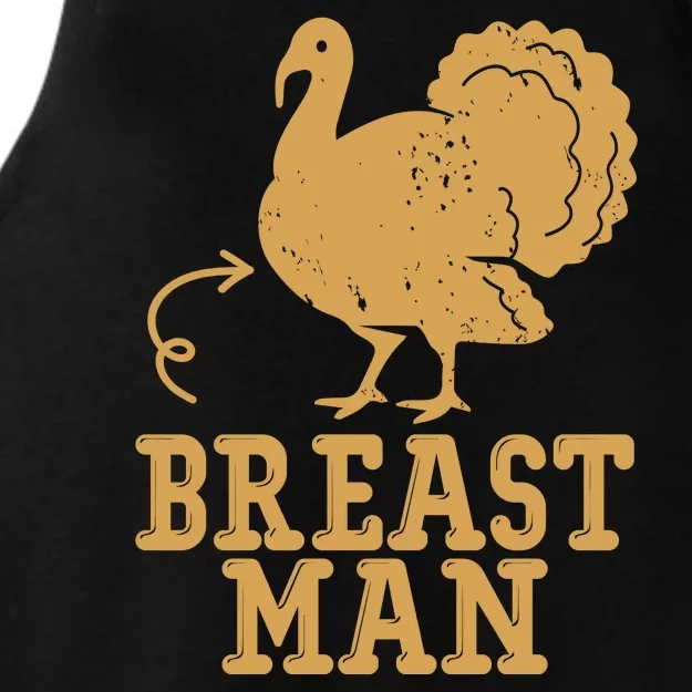 Breast Man Funny Turkey Thanksgiving Ladies Tri-Blend Wicking Tank