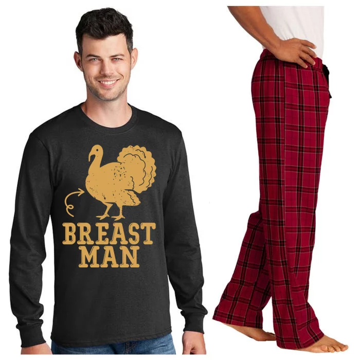 Breast Man Funny Turkey Thanksgiving Long Sleeve Pajama Set