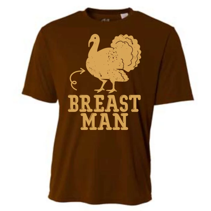 Breast Man Funny Turkey Thanksgiving Cooling Performance Crew T-Shirt