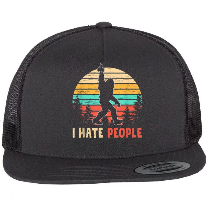 Bigfoot Middle Finger I Hate People Abduction Sasquatch Flat Bill Trucker Hat