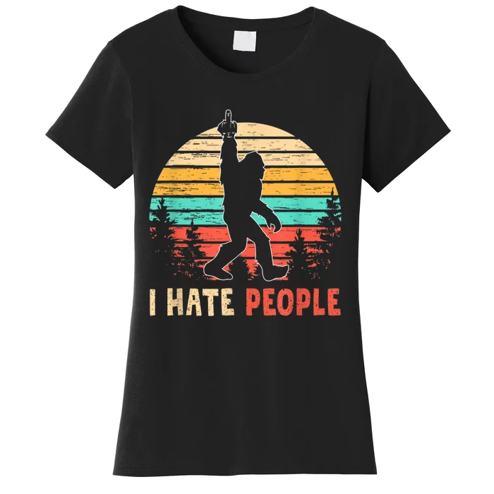 Bigfoot Middle Finger I Hate People Abduction Sasquatch Women's T-Shirt