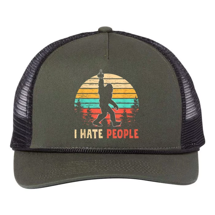 Bigfoot Middle Finger I Hate People Abduction Sasquatch Retro Rope Trucker Hat Cap