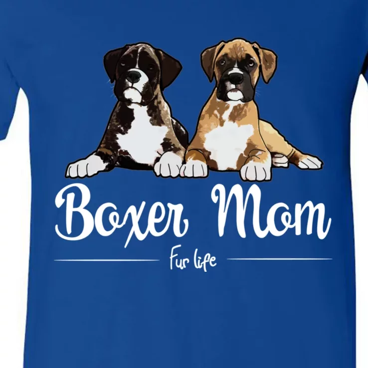 Boxer Mom Fur Life Design V-Neck T-Shirt