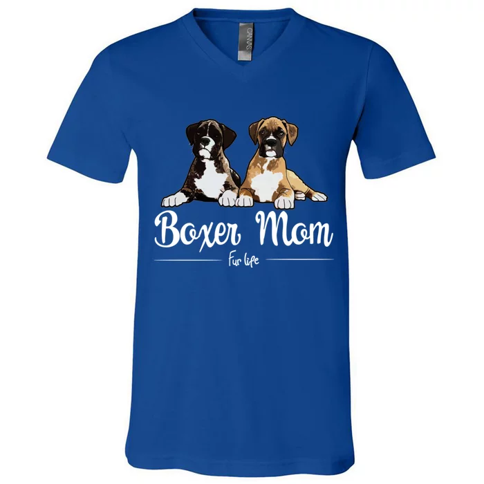 Boxer Mom Fur Life Design V-Neck T-Shirt