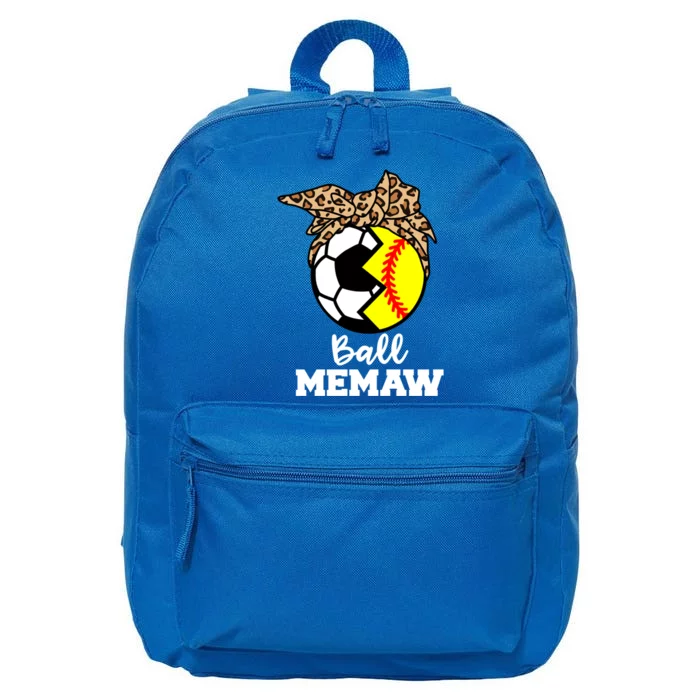 Ball Memaw Funny Soccer Softball Memaw Gift 16 in Basic Backpack