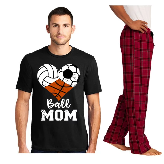 Ball Mom Funny Volleyball Soccer Basketball Mom Gift Pajama Set