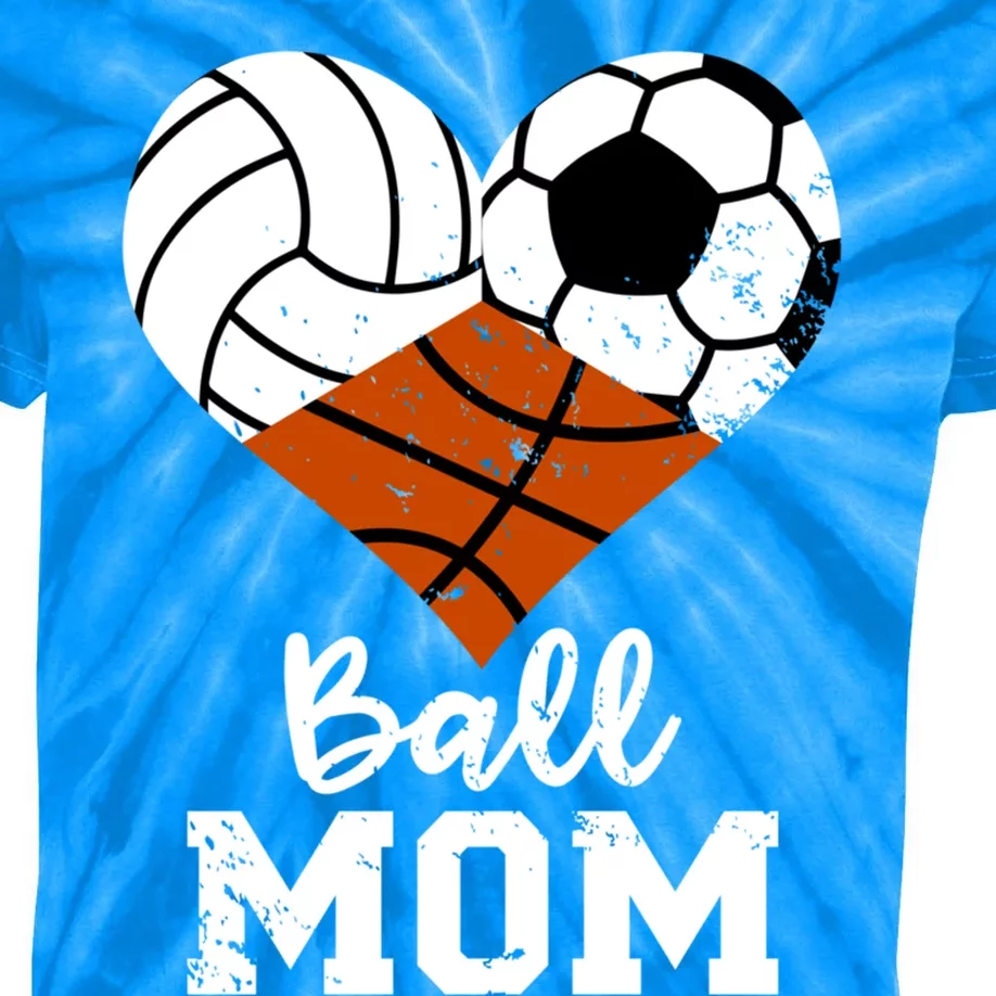 Ball Mom Funny Volleyball Soccer Basketball Mom Gift Kids Tie-Dye T-Shirt