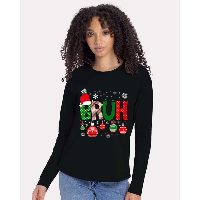 Bruh Meme Funny Saying Bro Greeting Christmas Womens Cotton Relaxed Long Sleeve T-Shirt